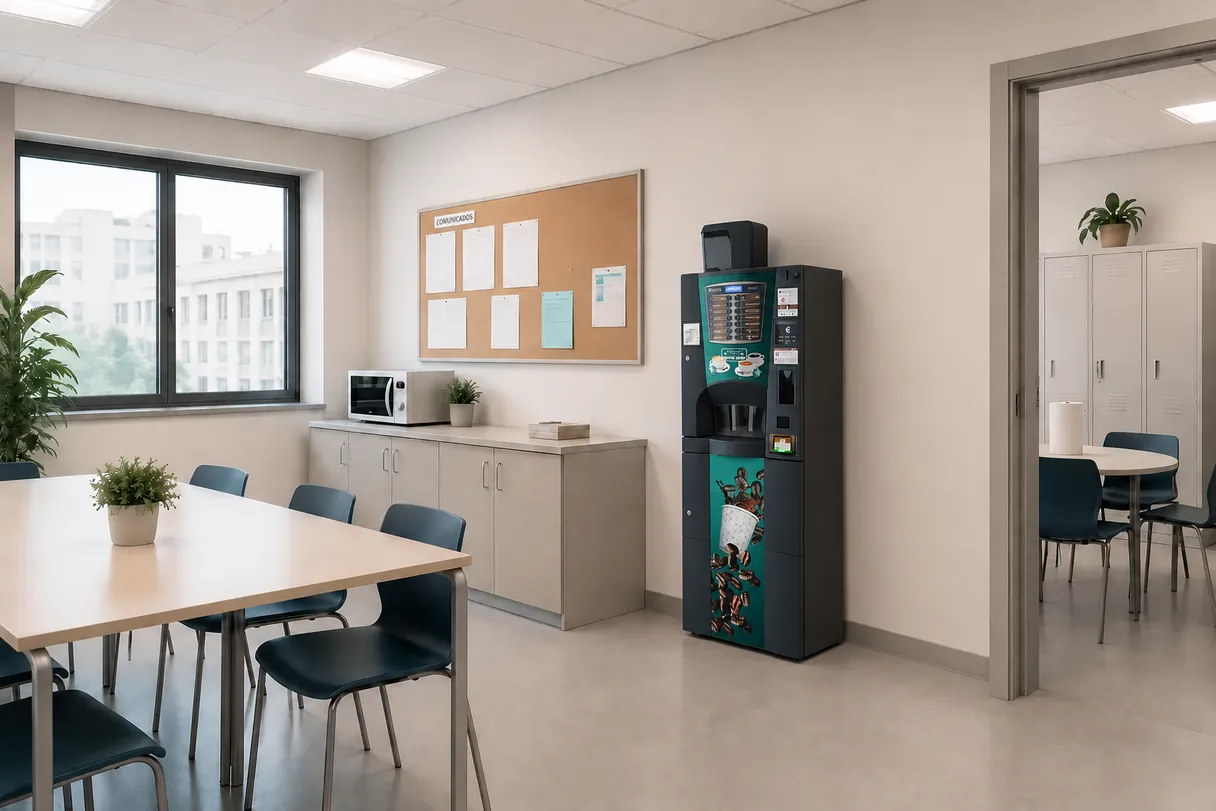 Máquina de café y vending instalada en una oficina